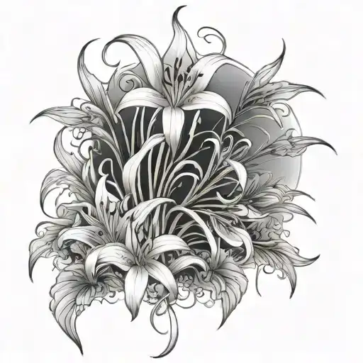 Spider Lily Flower Garden Scene