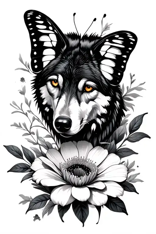 Butterfly Flower Wolf Mandela