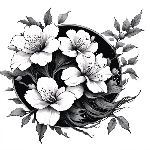 Virgin Zodiac Sign With Japanese Cherry Flowers