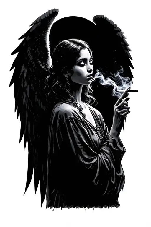Lost On The Way Angel Smoking Cigarette