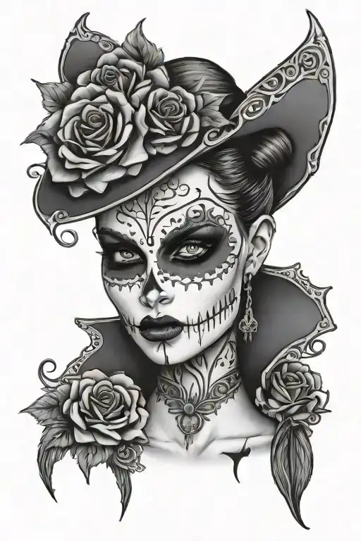 Female Vampire With Day Of The Dead Makeup Palette