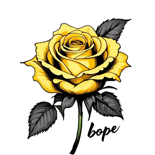 Yellow Rose With The Name Bope In The Stem