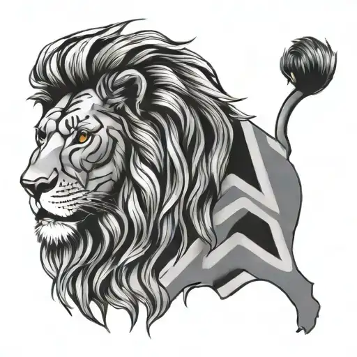 Lion Head South African Flag Intertwined