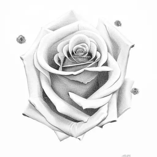 A Minimalist Black And Grey Skull Surrounded By Delicate Rose Petals