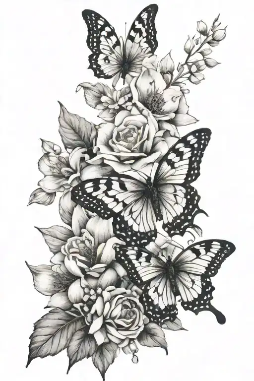 January August Birth Flowers Butterfly