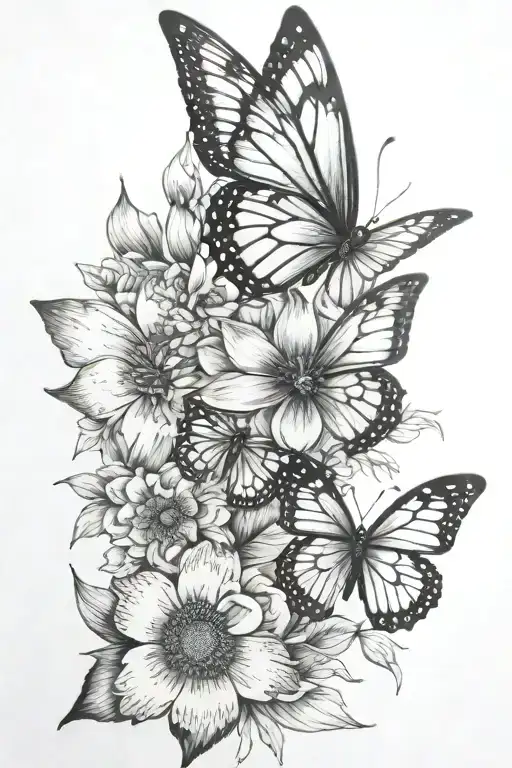 January August Birth Flowers Butterfly