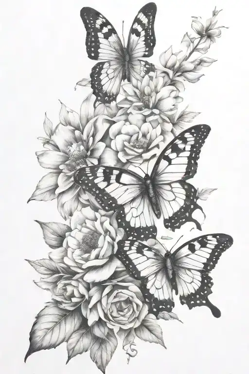 January August Birth Flowers Butterfly