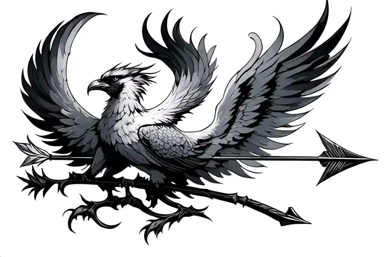 Bow Arrow And Phoenix Bird