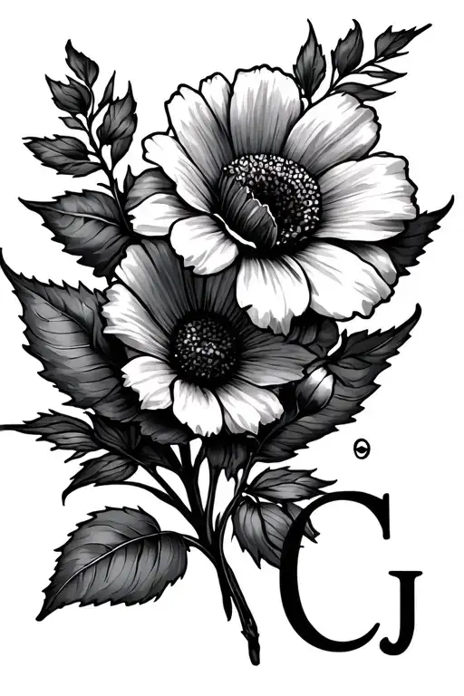 Initials Cj With December Birth Flower