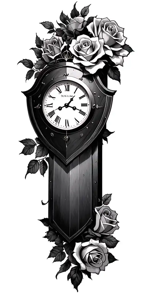 Shield And Roses And A Clock