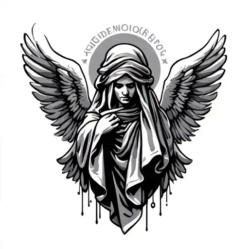 Keffiyeh Design Inside Angel Wings Spread