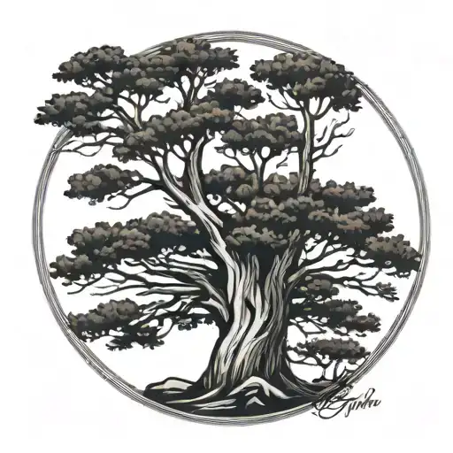 Cypress Tree With 3 Kids Names In A Circle