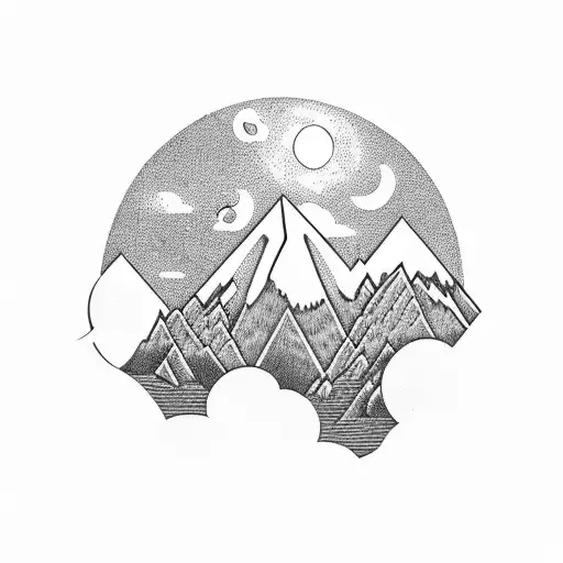 Mountain With Full Moon