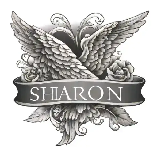 Dove Angel Wings With Name Sharon Name