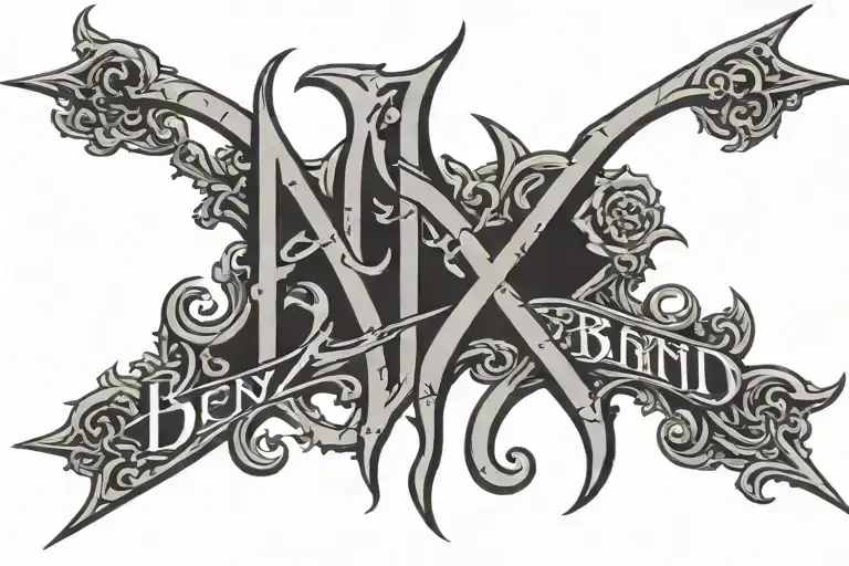 Ben Z Band Letters Old English Gothic