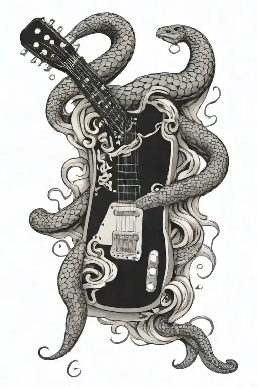 A Eletric Telecaster Guitar With A Snake Rapping Around The Neck Of The Guitar