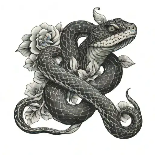 Snake And Flowers