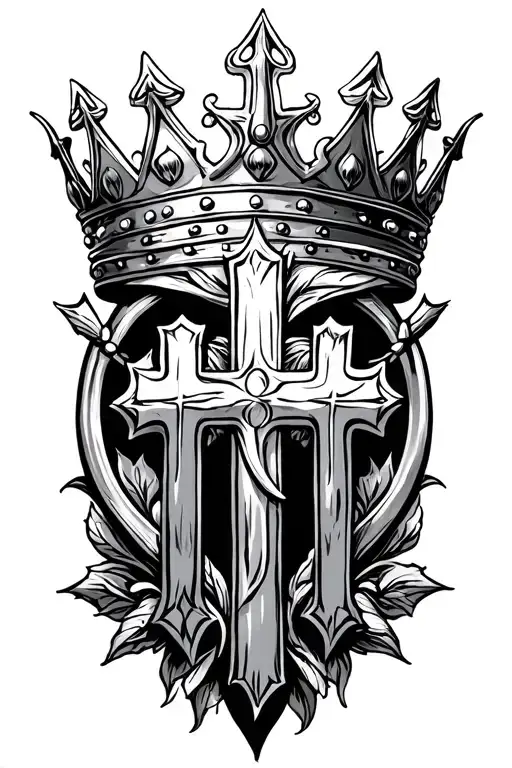 Crown Of Throwns With 3 Crosses Going Through The Center