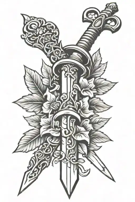 Traditional Dagger With Laurel Leaves On Both Sides