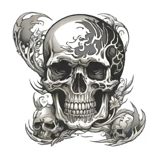 Negative Space Skull Ocean Floor
