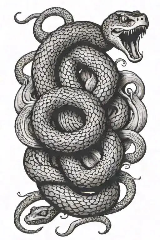 A Snake Appearing To Go Through In And Out Of The Skin