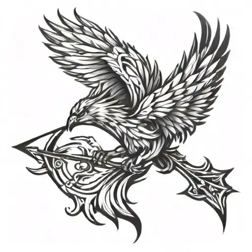 Phoenix With Arm Band With Three Arrows Pointing