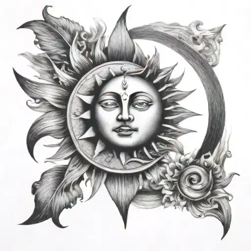 Sun And Moon Merging Together