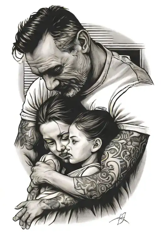 Dad And Daughter Sitting