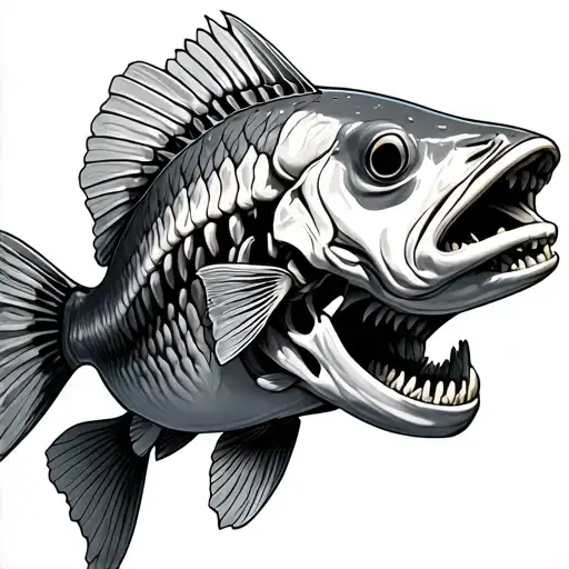 Large Mouth Bass Skeleton Under Water