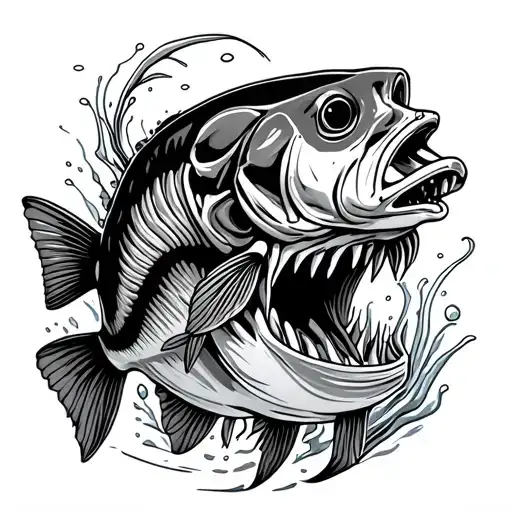 Large Mouth Bass Skeleton Under Water