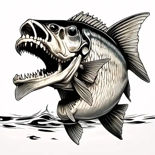 Large Mouth Bass Skeleton Under Water