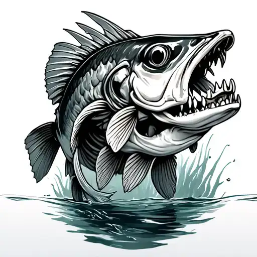 Large Mouth Bass Skeleton Under Water