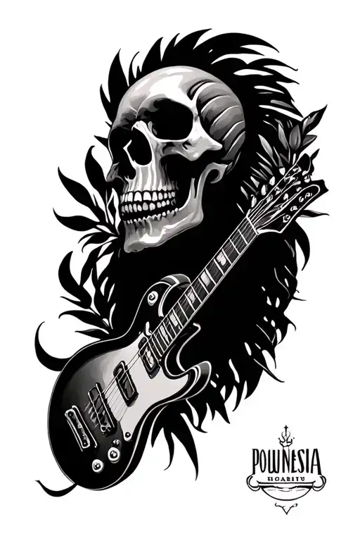 Polynesia Guitar Skull Upper Arm