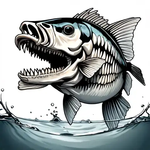 Large Mouth Bass Skeleton Under Water