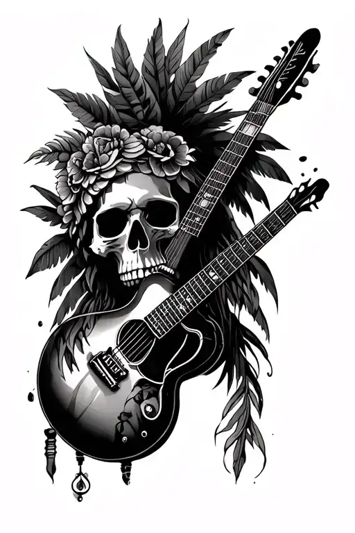 Polynesia And Guitar And Skull And Music