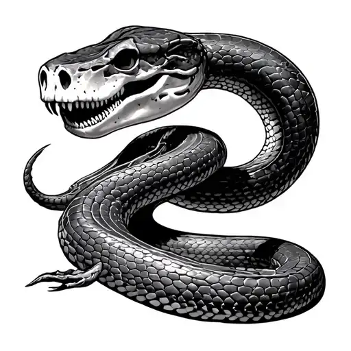 Water Moccasin Snake Skeleton