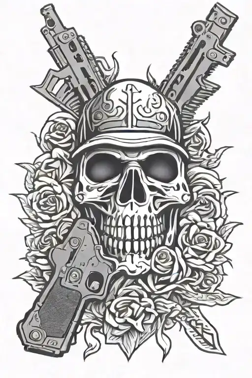 Drill Money Mask Guns Crossed