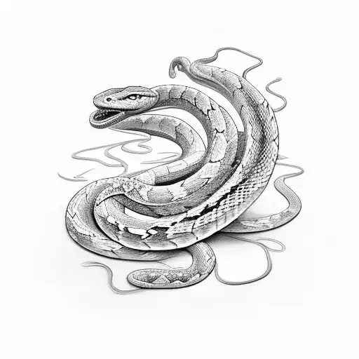 A Winding Road With A Snake Slithering Through Colorful Wildflowers