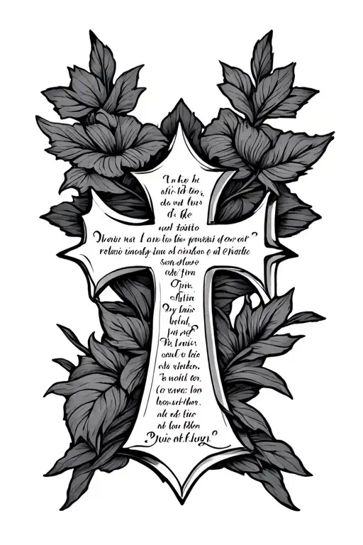 Simple Like Work Latin Cross With Quote Intertwined Offset To The Right