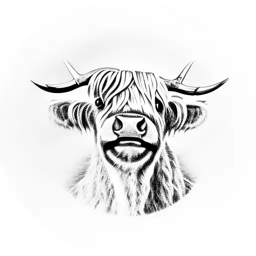 Highland Cow Head In Circle