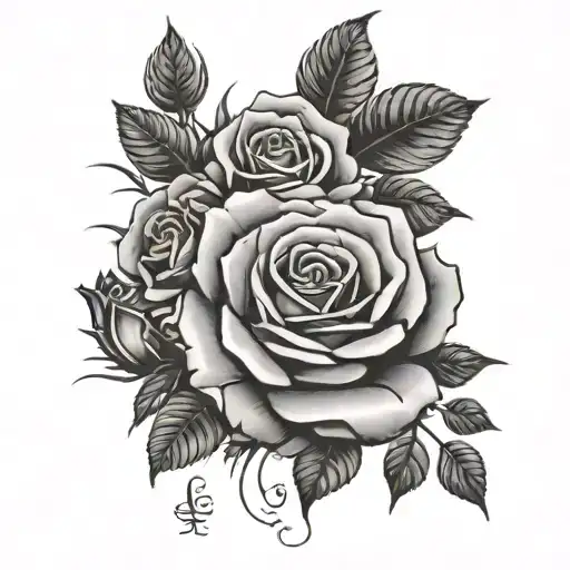 Roman Numerals And Rose