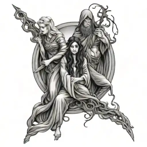 Scary Three Norns Weaving Fate