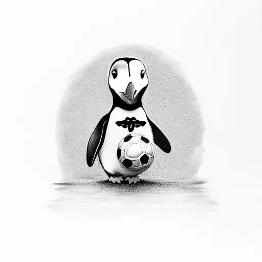 A Penguin Wearing A Football Jersey And Kicking A Soccer Ball