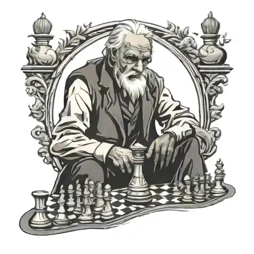 Old Man Playing Chess Against Death