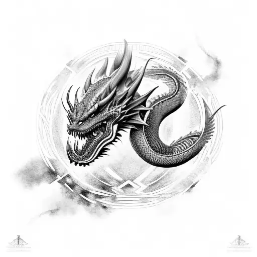 Dragon Head With Nordic Patterns