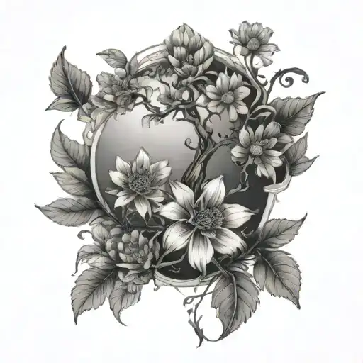 Tree Of Life With Marigolds And Cosmos Flower