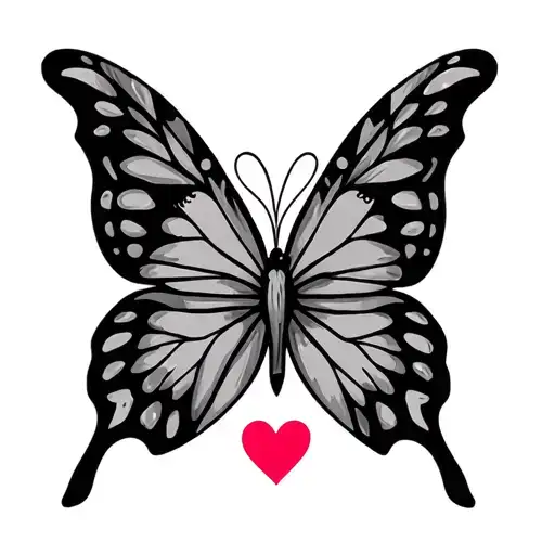 Small Butterfly With Letter M And Love Heart