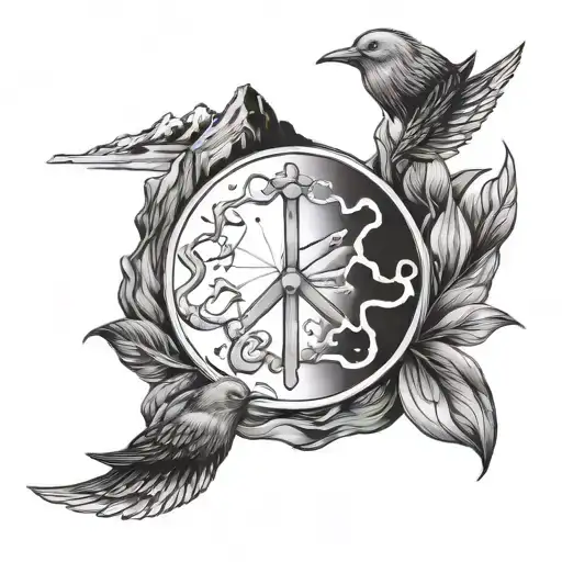 Cancer Zodiac Sign With Peace And Mountain