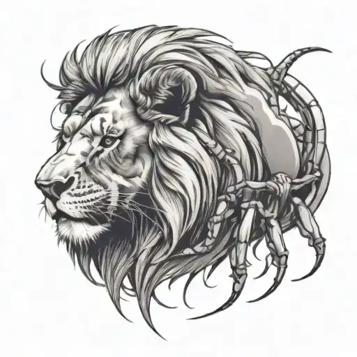 A Lion With A Spider