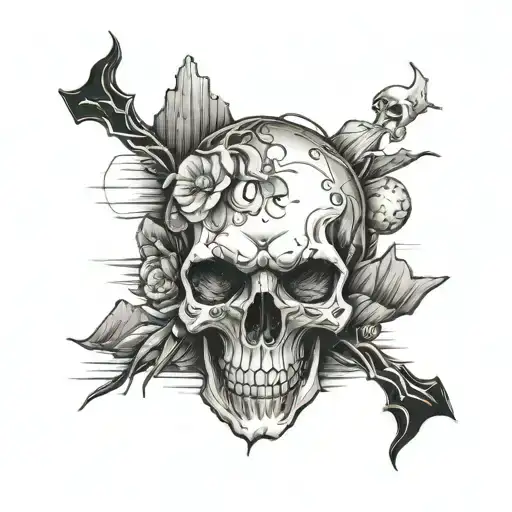 Skull With Mountain And Sea